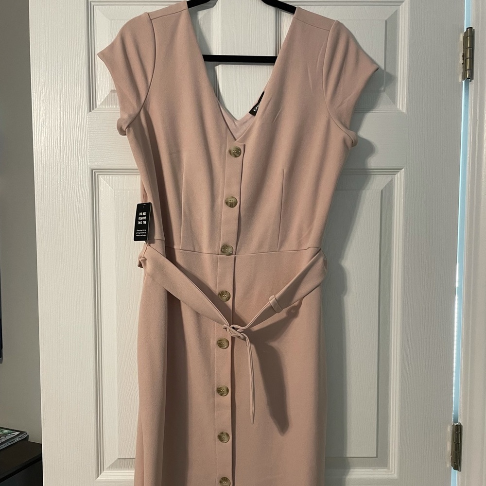 Blush button down midi